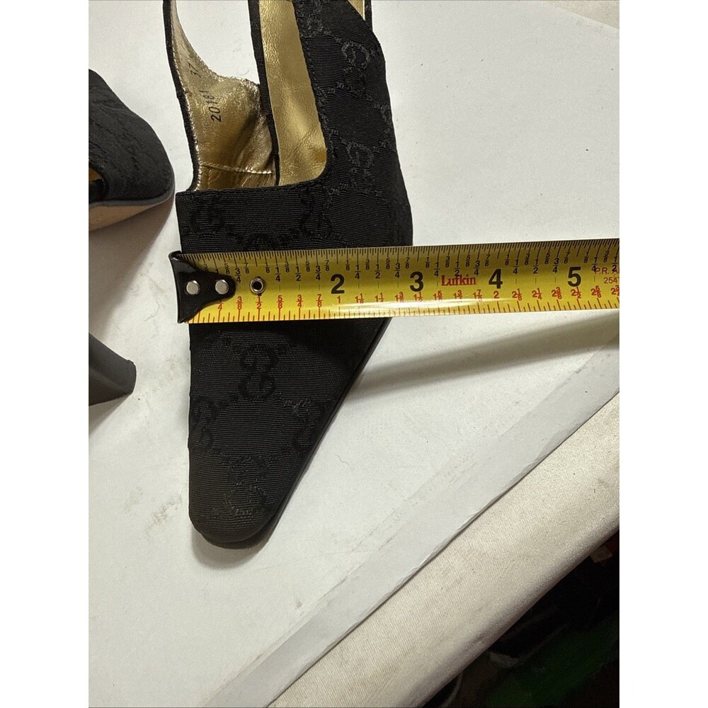 Vito Italian Shoes Womens 6.5 Black Sling Back Cloth Upper 3” Heels Leather Sole - Picture 11 of 11